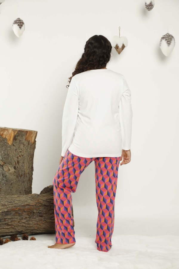 640-009 Kız Çocuk Geometrik Desenli Pijama Takımı