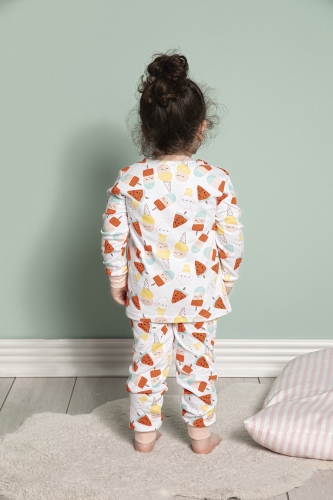640-034 İnterlok Ribana Detaylı Kız Çocuk Pijama Takımı - Thumbnail