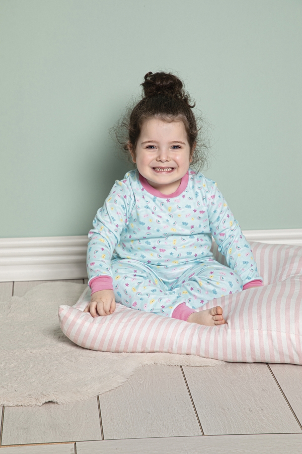 640-035 İnterlok Ribana Detaylı Kız Çocuk Pijama Takımı