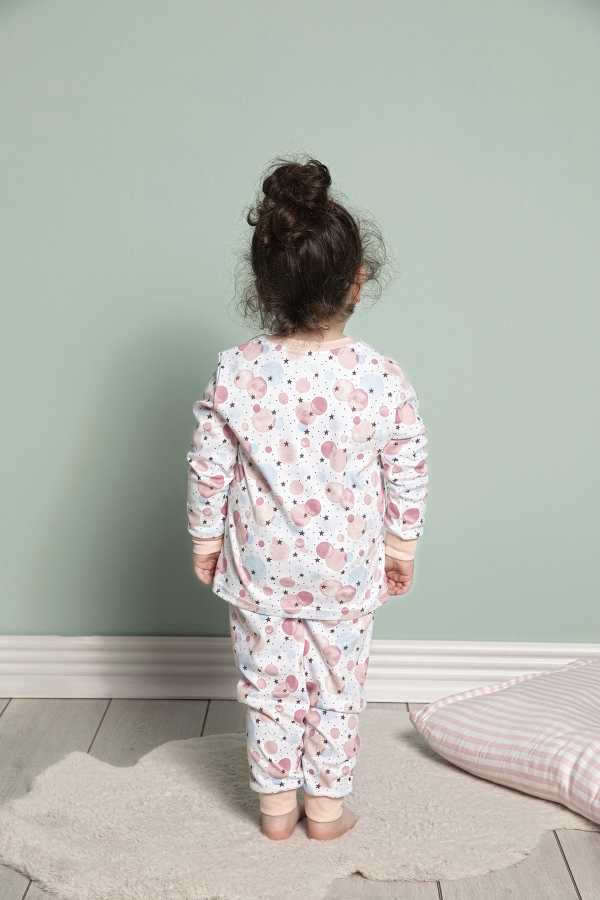 640-036 İnterlok Ribana Detaylı Kız Çocuk Pijama Takımı