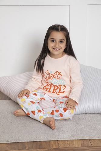 640-037 İnterlok Kız Çocuk Pijama Takımı - Thumbnail