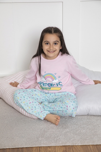 640-038 İnterlok Kız Çocuk Pijama Takımı - Thumbnail