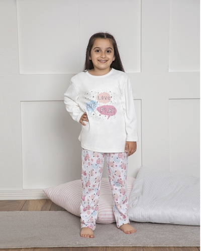 640-039 İnterlok Kız Çocuk Pijama Takımı - Thumbnail