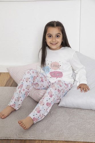 640-039 İnterlok Kız Çocuk Pijama Takımı - Thumbnail