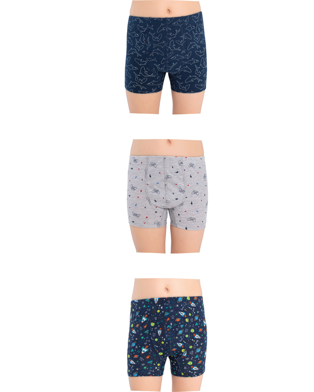 Erkek Çocuk 3'Lü Lycralı Boxer 3721-F