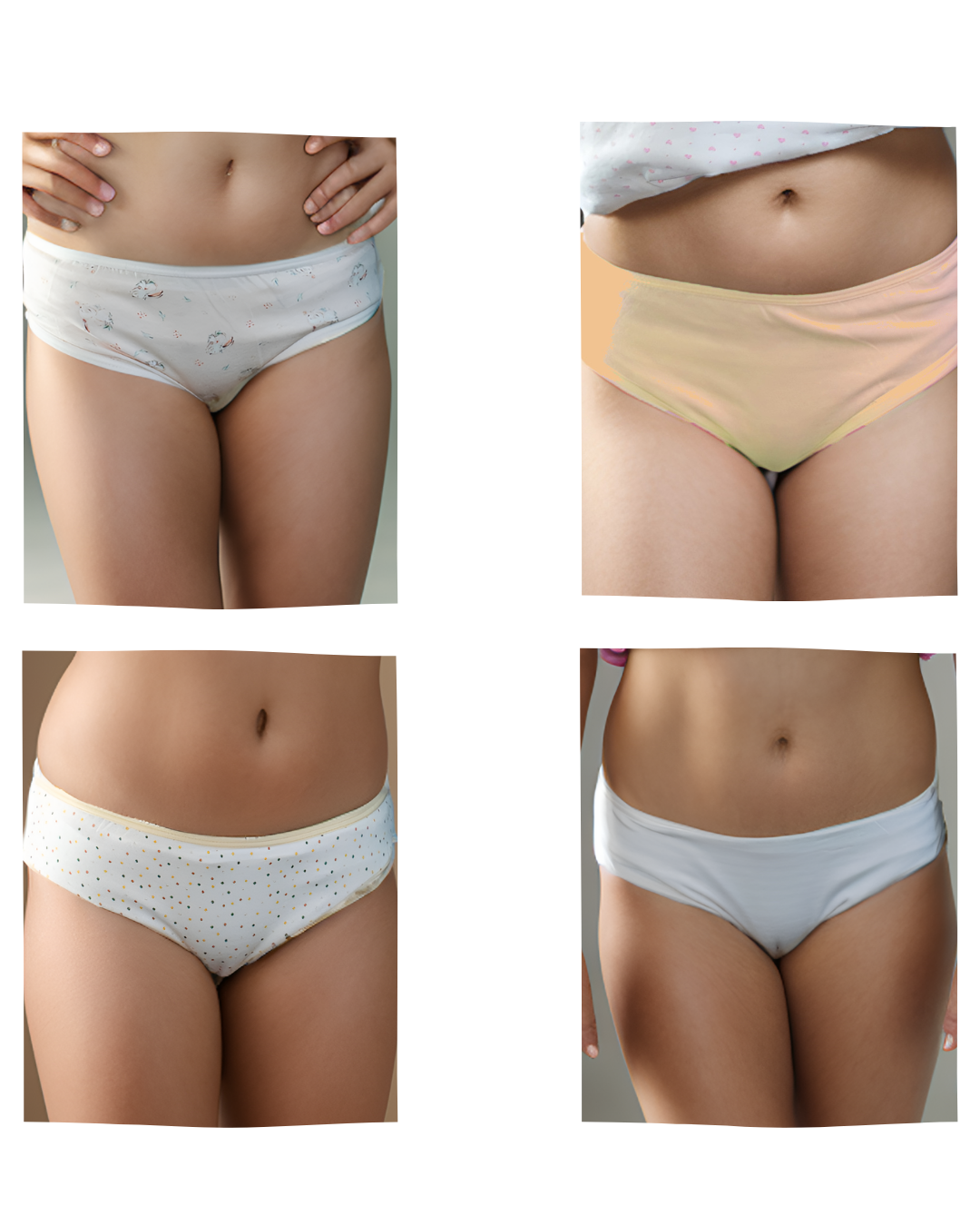 Kız Çocuk Lycralı Desenli+Düz Slip 4'LÜ Paket 4737-H