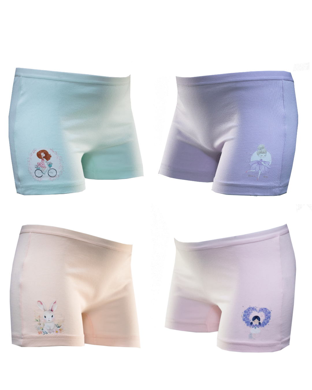 Kız Çocuk Lycralı Baskılı Short 4'LÜ Paket 4733-H