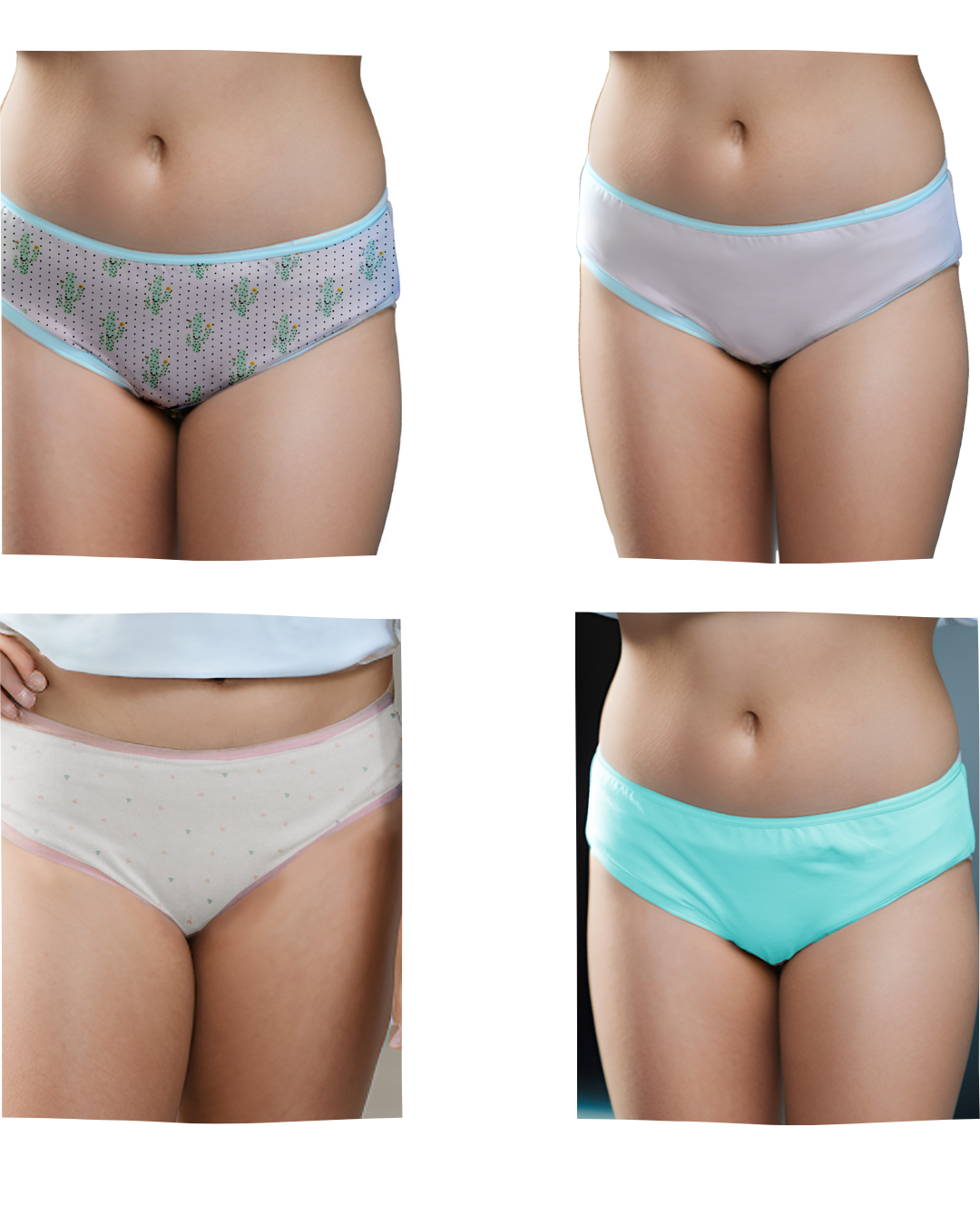 Kız Çocuk Lycralı Desenli+Düz Slip 4'LÜ Paket 4737-H