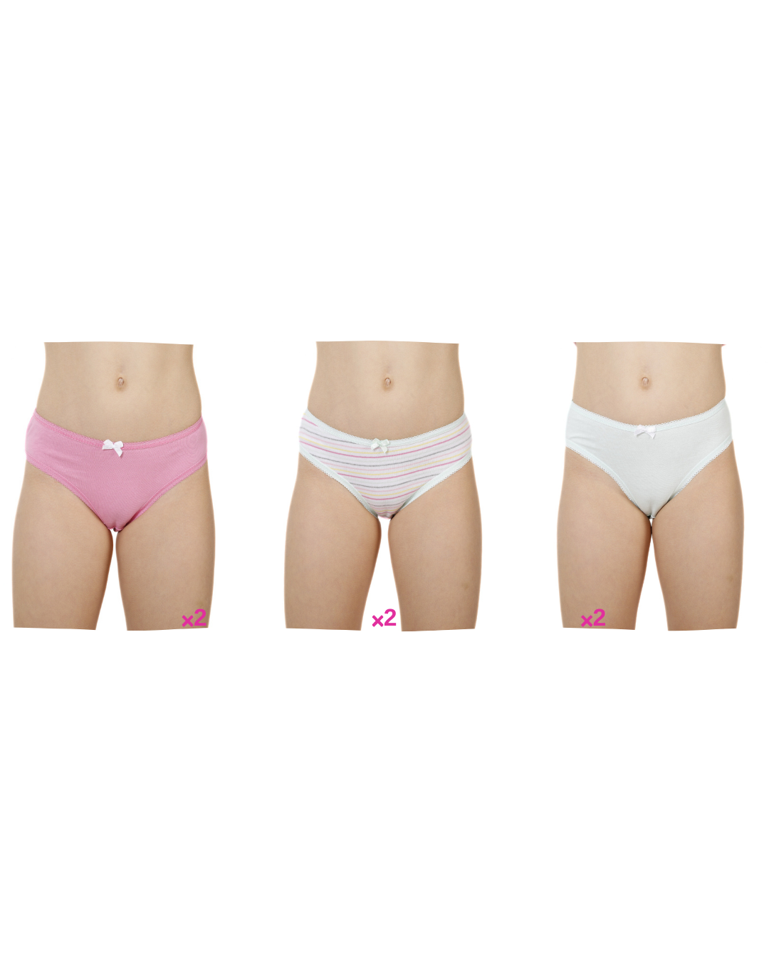 Kız Çocuk 6'Lı Süprem Düz+Çizgili Slip 4152-B