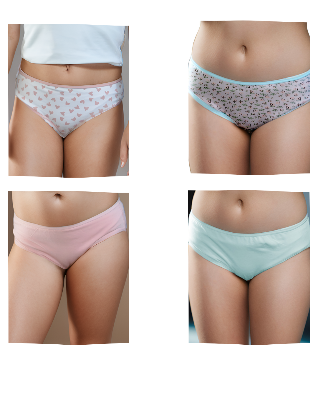 Kız Çocuk Lycralı Desenli+Düz Slip 4'LÜ Paket 4737-H