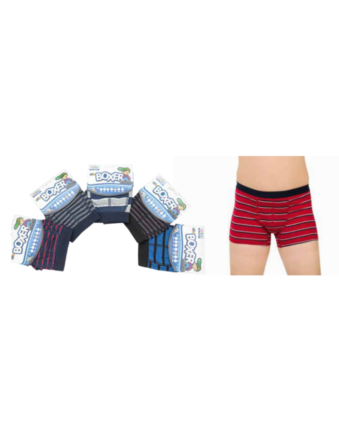 Erkek Çocuk Lycralı Çizgili Boxer 3704-A
