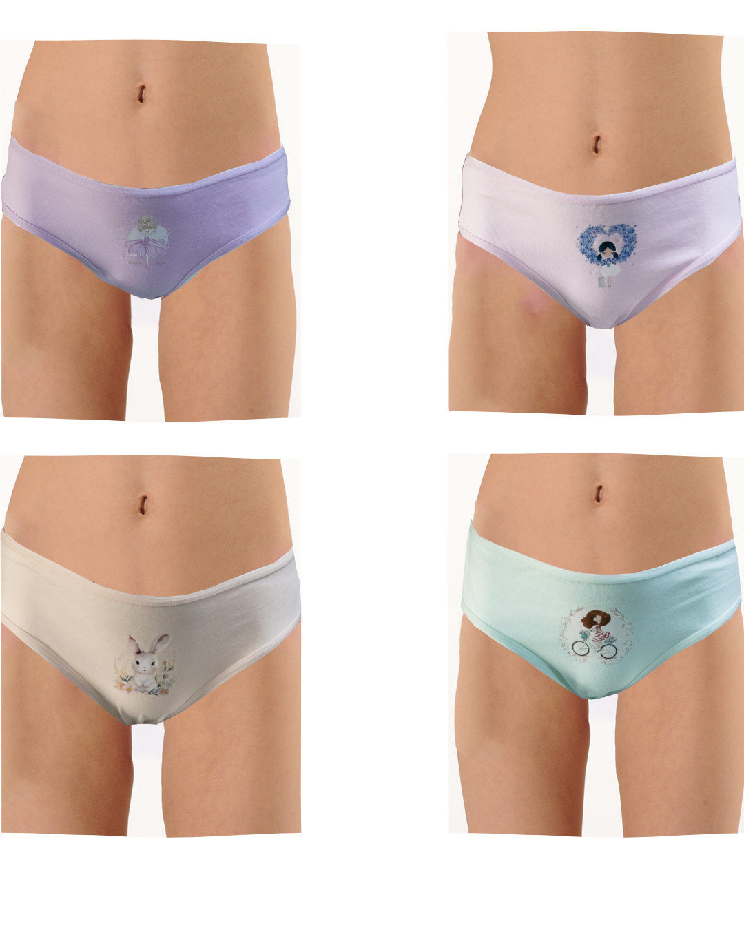 Kız Çocuk Lycralı Baskılı Slip 4'LÜ Paket 4736-H